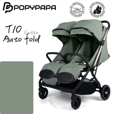 Karrocë Binjake PopyPapa T10 Auto Fold – Black | Palosje Automatike, UPF50+, Rezistente ndaj Ujit