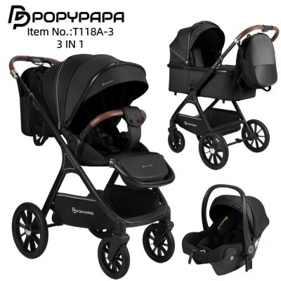 Karrocë për Bebë POPYPAPA T118A-3 – 3 në 1 | Karrocë + Shtrat + Maxi Cosi