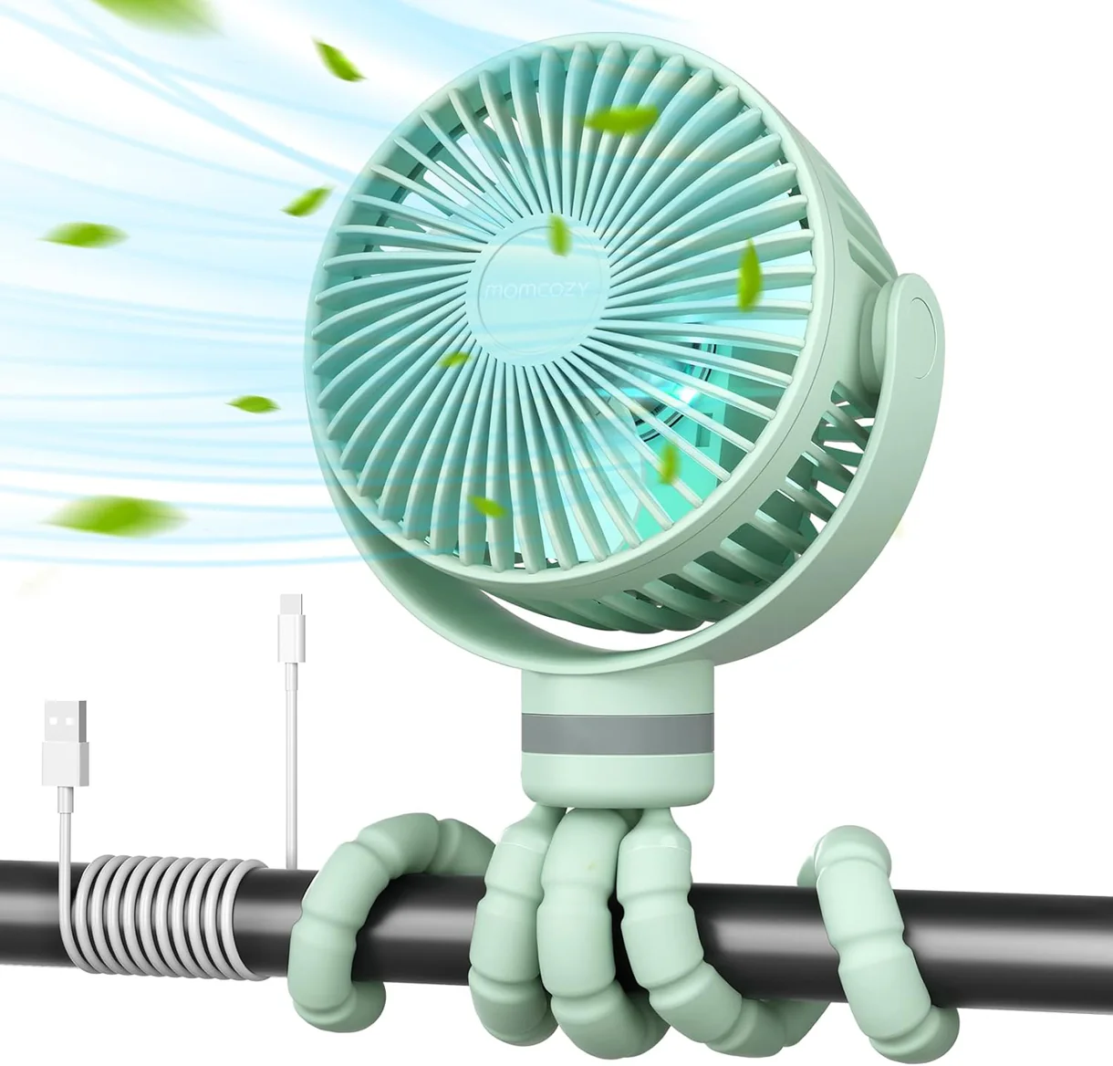 Ventilator portativ për karrocë/shtrat Momcozy PF01 8000mAh me dritë LED