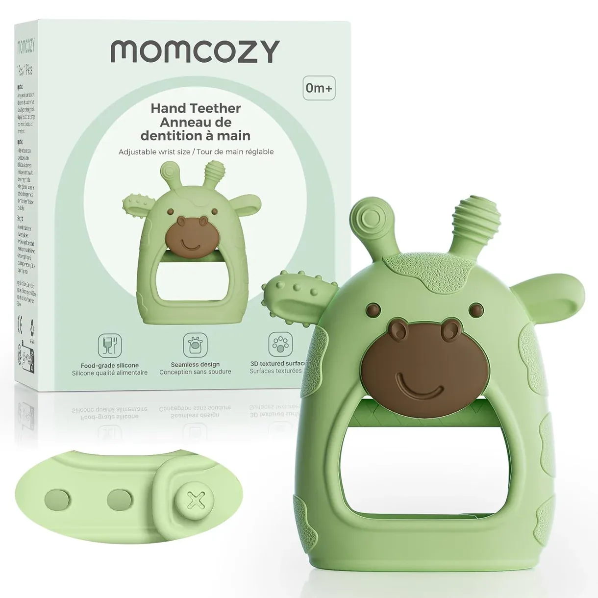 Set lodër për dhëmbë për bebe Momcozy silikon food-grade (0–12 muaj)