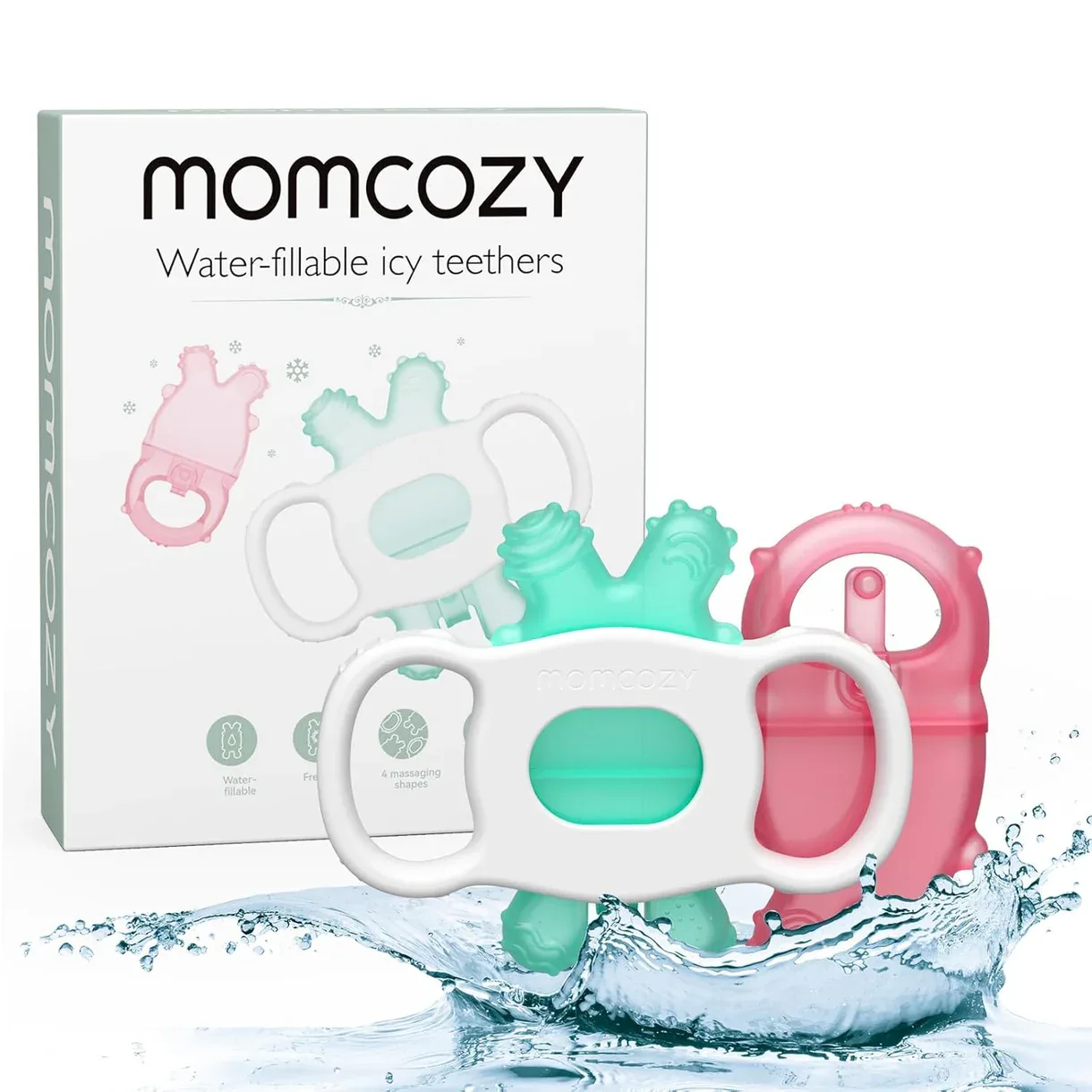Set lodër për dhëmbë për bebe Momcozy silikon food-grade (0–12 muaj)