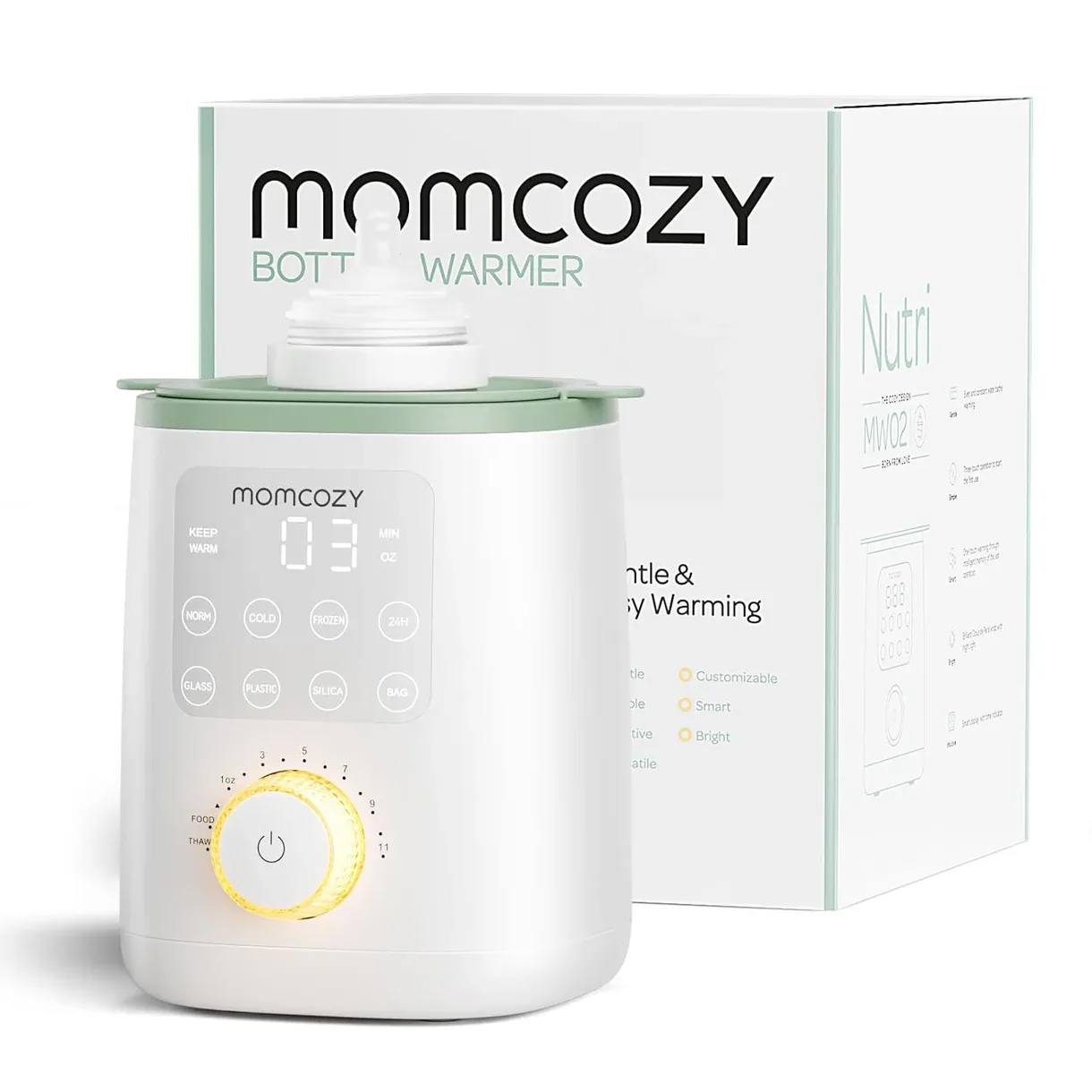 Ngrohës për shishe bebeje Momcozy MW02 Nutri Smart Analog, multifunksional, i bardhë